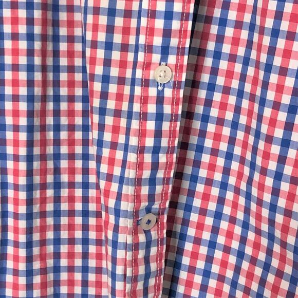 Gap Mens Lived In Button Down Shirt Medium Red White Blue Plaid Cotton - Picture 5 of 5